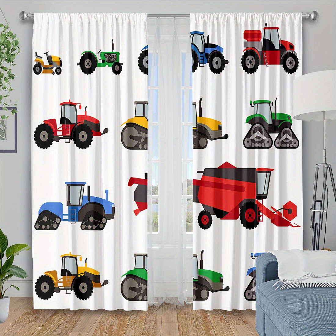 Agriculture Farming For Kids - Tirai Traktor Kartun Berwarna-warni dengan Cetakan