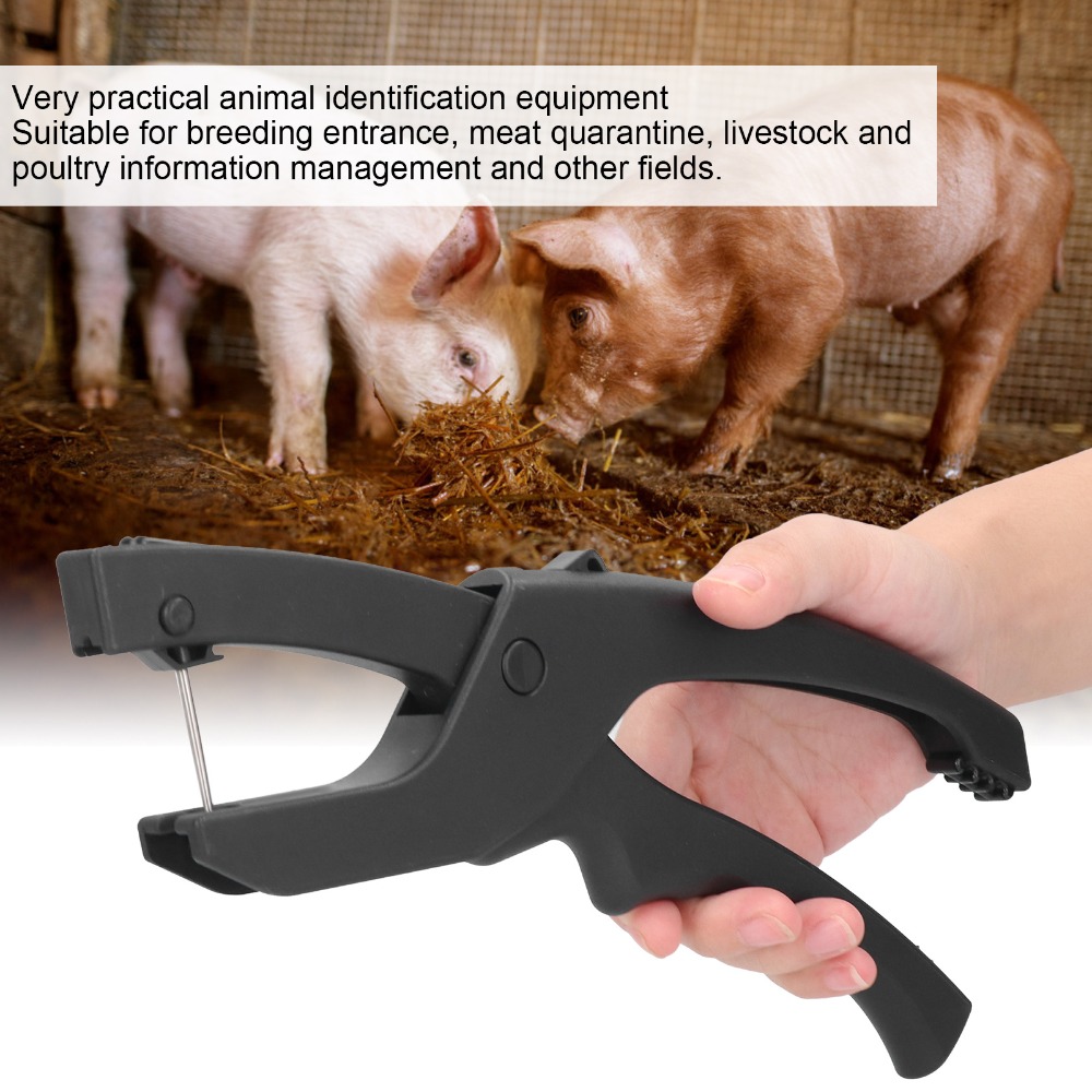 Livestock Ear Tag - Penjepit Aplikator Label Telinga Hitam Plastik